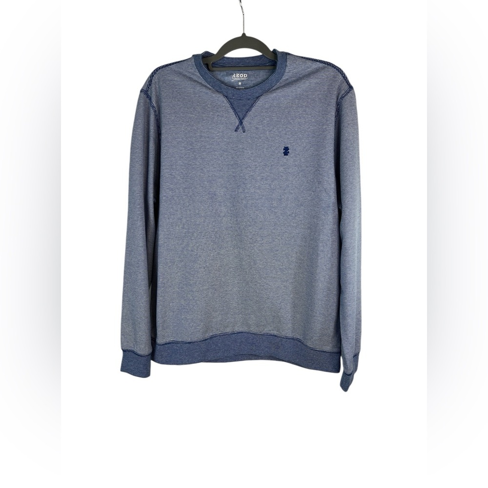 Izod saltwater men’s blue and white striped crewneck pullover sweatshirt size‎ M
